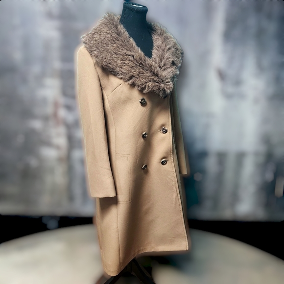 Vintage London Fog Fur Coat sz 12 Peacoat with Plaid Wool Lining c.1970s - Picture 11 of 13